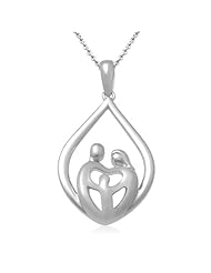 Sterling Silver Family Parents and Child Drop Pendant Necklace, 18" Chain Included