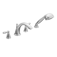 Moen T924 Brantford Two-Handle Low Arc Roman Tub Faucet With Hand Shower, Chrome (Valve Not Included)