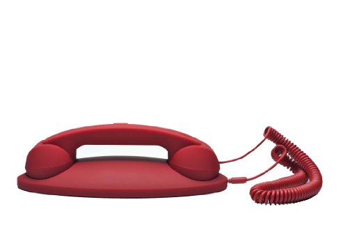 Moshi Moshi Retro Handset with weighted base for All Mobile Phones + Computers - Soft Touch Red