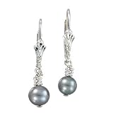 Sterling silver gray freshwater pearl drop earrings