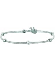 0.33 Carat Diamond Bezel Set Twisted Rope Bracelet 14K White Gold