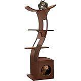 The Refined Feline Lotus Cat Tower in Mahogany