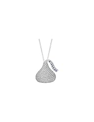 21.50x22.25 mm Flat Back CZ Hersheys Kiss Necklace in Sterling Silver