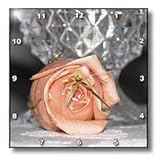 Peach Rose with Crystal Vase - 10x10 Wall Clock