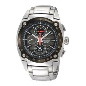 Seiko #SNAA95P1 Men's Sportura Stainless Steel Chronograph Alarm Watch