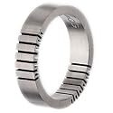 Black Accented Flat Brushed Titanium Ring (6.0 mm) - Sizes 6-13