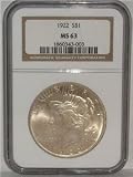 1922 Peace Liberty Silver Dollar Certified NGC MS63