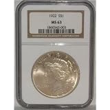 1922 Peace Liberty Silver Dollar Certified NGC MS63