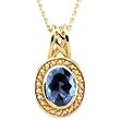 14K Yellow Gold Iolite and Pearl Pendant