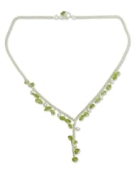 Peridot Y necklace, Jaipur Princess - Womens Sterling Silver Beaded Peridot Necklace