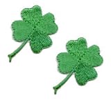 Small Four Leaf Clover - Lucky Irish Shamrock - 2 FOR THE PRICE OF ONE!! - Embroidered Iron On or Sew On Patches