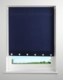 Navy / Dark Blue - Plain Eyelet Edge Roller Blind / Blinds - 60x160cm