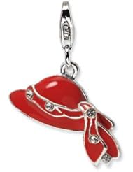 New Amore La Vita Sterling Silver CZ Hat Charm with Lobster Clasp