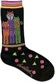 Laurel Burch Polka Dot Leopard Sole Mates Socks Black (size 9-11)