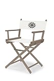 Telescope Casual Heritage Dining Height Director Chair, Rustic Grey Finish with Marine White and Black Motif Cover