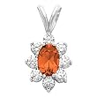 14K White Gold Mexican Fire Opal and Diamond Pendant