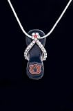 Auburn University Tiger AU Blue Flip-Flop Pendant Charm College with 18 Sterling Silver Chain