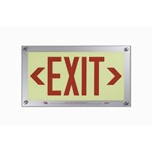 Safe Glow Photoluminescent Exit Sign, "EXIT" with Left and Right Arrows Symbol, 16-29/32" Length x 9-1/2" Width x 1/4 " Height, T-Bar Mount (Pack of 1)