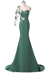 Mermaid Crystals Sheer Crystal Lace Beaded Floor Length Cap Sleeves Long Sleeves One Shoulder Evening Dress/Party Dress/Wedding Dress 