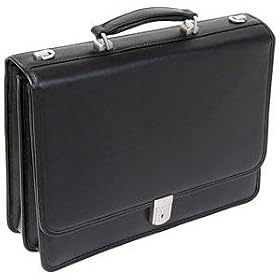 McKlein Lexington Full Grain Oil Tanned Leather Double Compartment Briefcase - Black