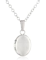 Childrens-Baby Sterling Silver Polished Oval Locket Necklace, 13"