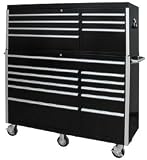 Montezuma BK5618C 56 Top Chest and Roller Cabinet Combo Black 18-Drawers of Awsome Capacity!