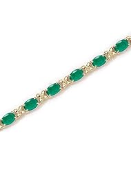 14K Yellow Gold Oval Emerald Bracelet