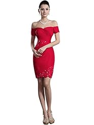 Lace Sheath Short Chiffon Natural   Waistline Off the Shoulder Short Sleeves Bodycon Dress 