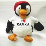 Chubbs Plush Penguin Toy with I Love Rasika T-Shirt