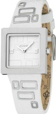 Fossil Jr9643 Ladies White Leather Strap Silver Dial