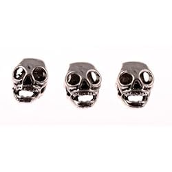 Antique Silver Plated Fits Pandora Skull Bead, 14mm (3)