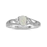 Best Price 14k White Gold Oval Opal And Diamond Ring