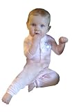 Baby Short Sleeve Long Johns With Fifi in Paris Applique, 100% Cotton Knit / FR Treated, Lt. Pink