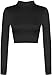 WearAll Womens Turtle Neck Crop Long Sleeve Plain Top