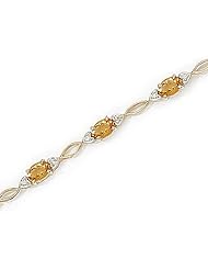 14kt Yellow Gold Oval Citrine and Diamond Bracelet