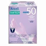 Ansell Medi-Touch Powder Free Latex Disposable Gloves, Large 50 ea