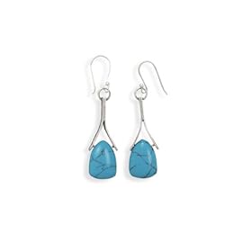 Sterling Silver Earrings - Turquoise Drop Silver Earrings