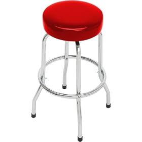 Solid Red Single Foot Ring Barstool without Swivel