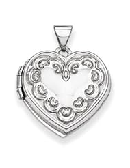 Genuine IceCarats Designer Jewelry Gift 14K White Gold Domed Heart Locket