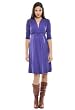 The V-neck Shirred Shoulder 3/4 Sleeve Rayon Knit Dress