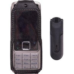 New Black Leather Swivel Clip Case for Nokia 6300 6301
