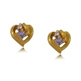 Heart Tanzanite Earrings W/ Diamond Ladies Studs New