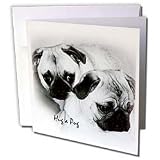 Dogs Pug - Hug a Pug Puppies - Greeting Cards-12 Greeting Cards with envelopes