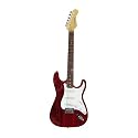 Austin Bazaar 39 Inch Transparent Red Electric Guitar with Carrying Bag and Accessories