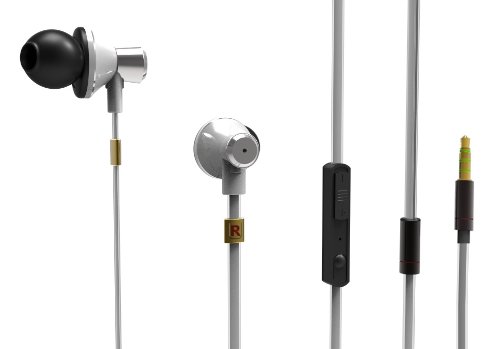 Alpatronix High Performance Tangle-Free Earphones with Microphone for iPhone, iPad, iPod and BlackBerry (White)