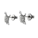 Sterling Silver Turtle Stud Earrings