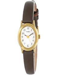 Timex Womens T2N256 Classic Cavatina Gold-Tone Case Brown Leather White Dial Watch