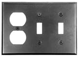 Combination Switch & Outlet Plates: AW8BP - Duplex Wall Switch Plate - Smooth Black Iron-Steel