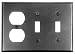 Tools & Hardware : AW7BP - Duplex Wall Plate / Two Toggle Switch Plate - Smooth Black Iron-Steel