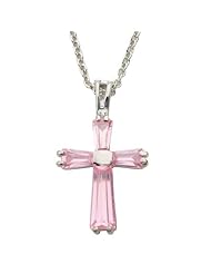 Ladies October Cross Pendant on 18" Chain Necklace Birthstone Jewelry Birthstone Cross Pendant Necklaces Gift Boxed w/Chain Necklace 18" (Including Lobster Claw) Gift Boxed